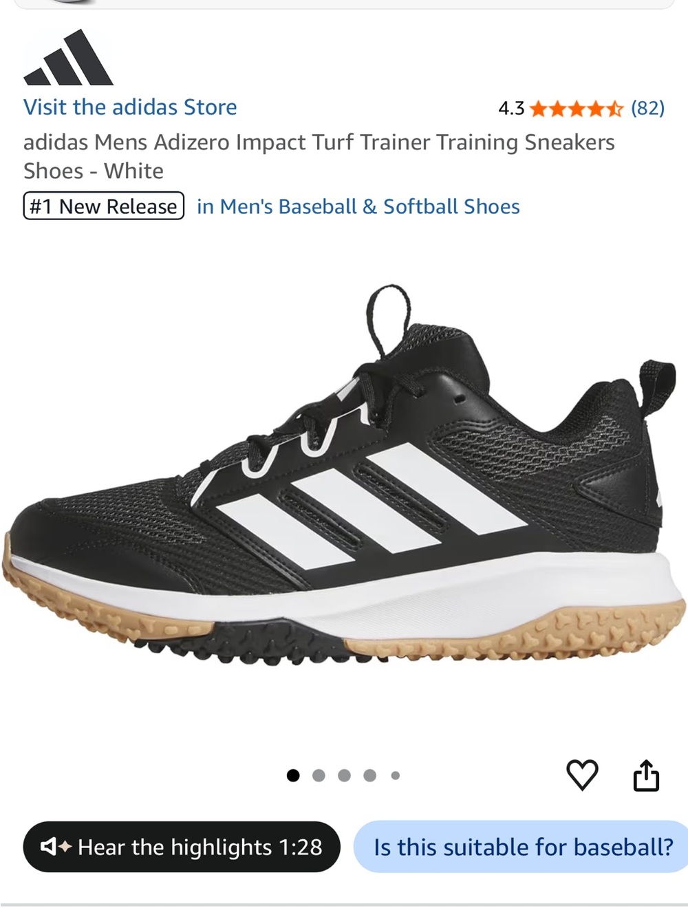 adidas Black White Turf Training Sneakers